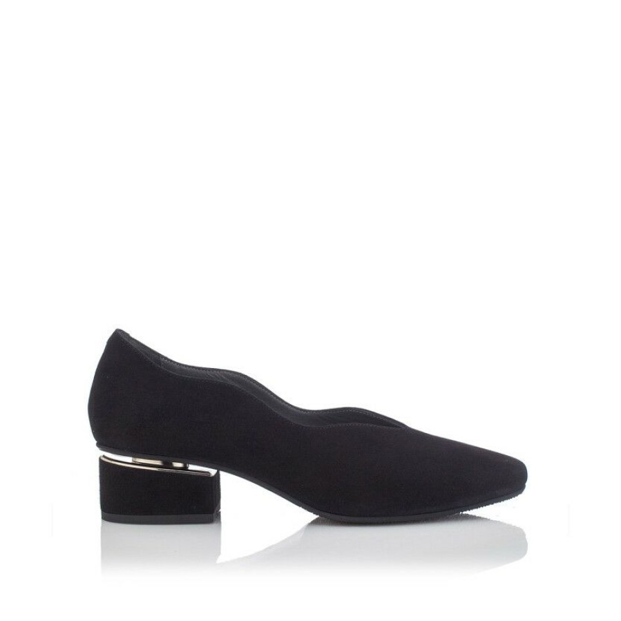 * Square Toe Block Heel Shoes Carina Suede Black | Heels