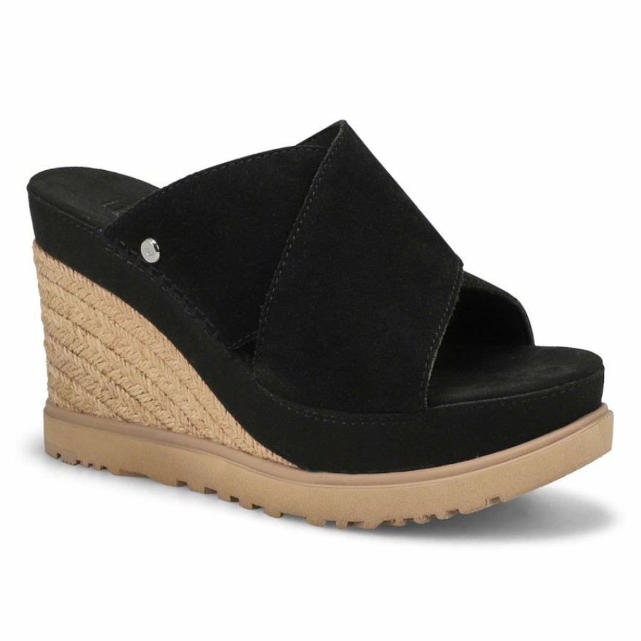 * Ugg Women'S Abbot Slide Wedge Sandal Black | Sandals