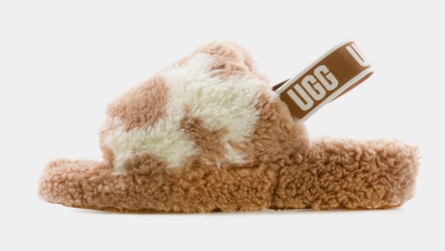 * Ugg Fluff Yeah Cow Womens Sandals (Brown/White) | Sandals, Slippers & Slides